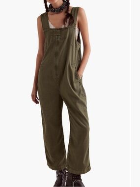 ❤️ Free People Jude Denim Overalls Green Small NWT